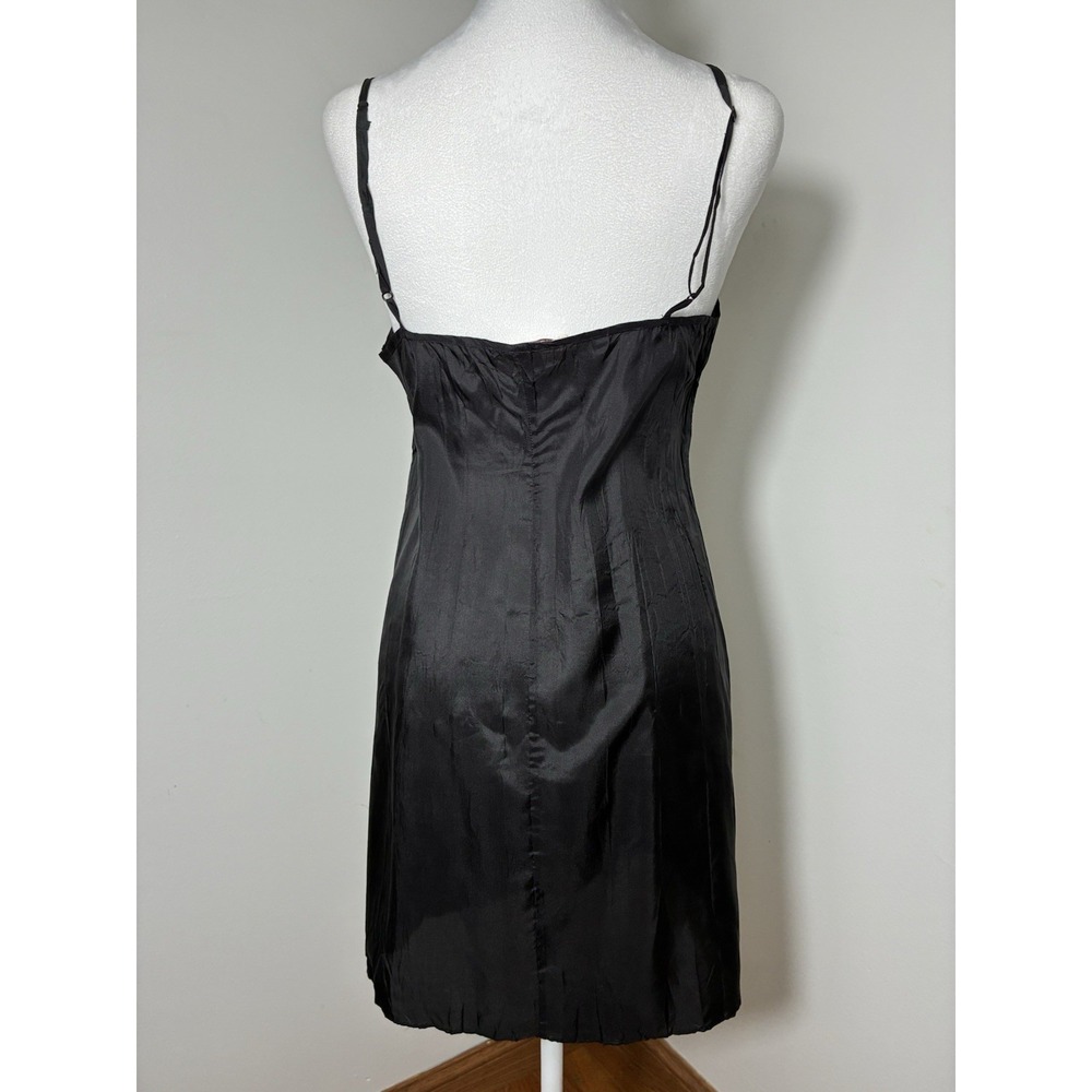 Vintage Rebecca Taylor Mini Slip Dress 100% Silk Black Sz M Y2K Ajustable Straps - Picture 2 of 7